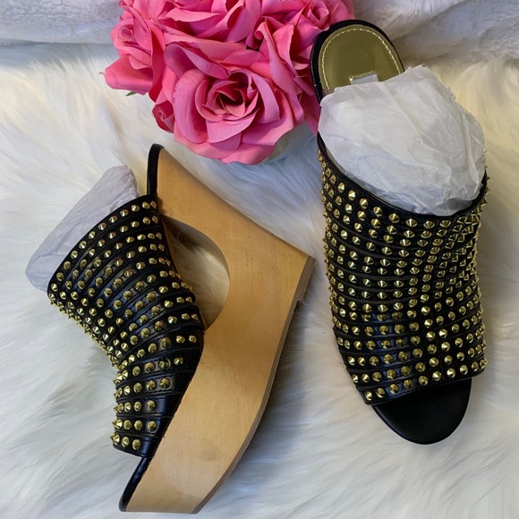 Steve Madden Luccious Black Multi Mule Wedges - Picture 12 of 16